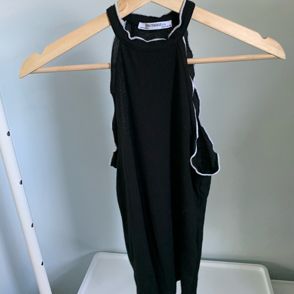 Black High Neck Tank with White Lining (Zara)